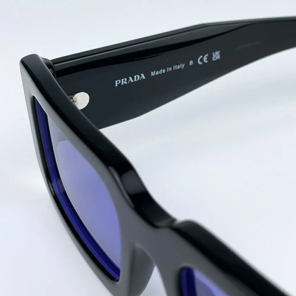 NEW Prada PR06YS 02Z01O Black Blue Rectangle Unisex Sunglasses - Picture 9 of 11